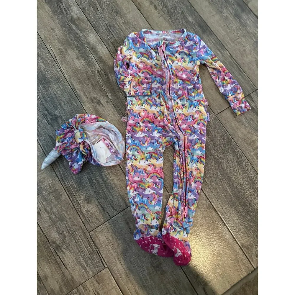 Lisa Frank x Posh Peanut Markie Magic Footie Turban & Pajamas Set Size 18-24 M
